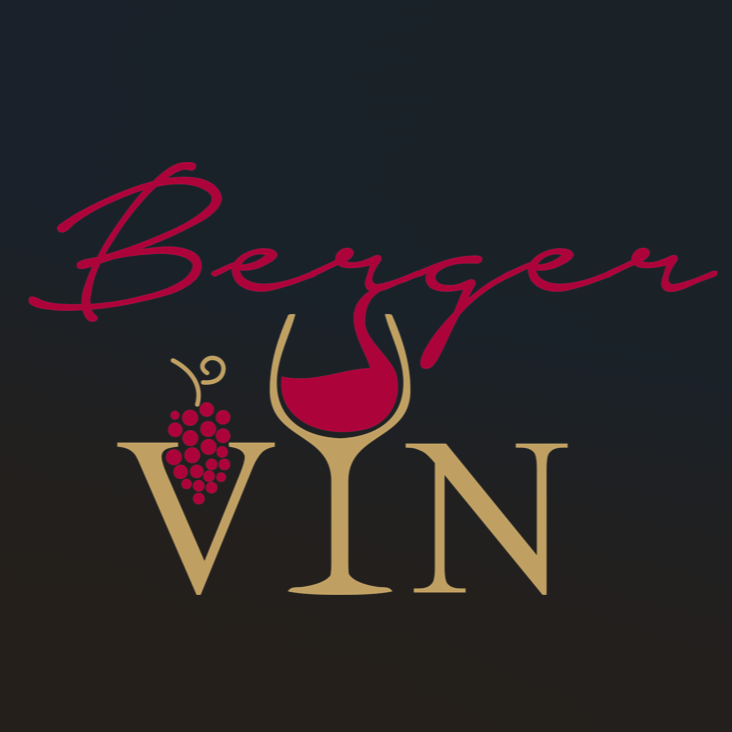 A képen Berger VIN felirat olvasható, az i betűt egy borospohár szára ábrázolja.
