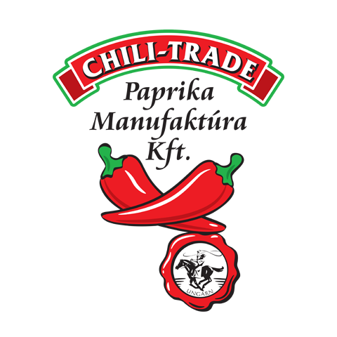 A képen Chili-Trade Paprika Manufaktúra Kft. fleirat, alatta két paprika.