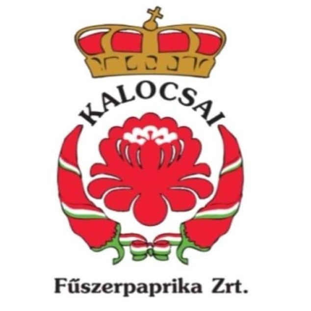 A képen Kalocsai Fűszerpaprika Zrt. felirat olvasható, középen magyar motívum, felül korona.
