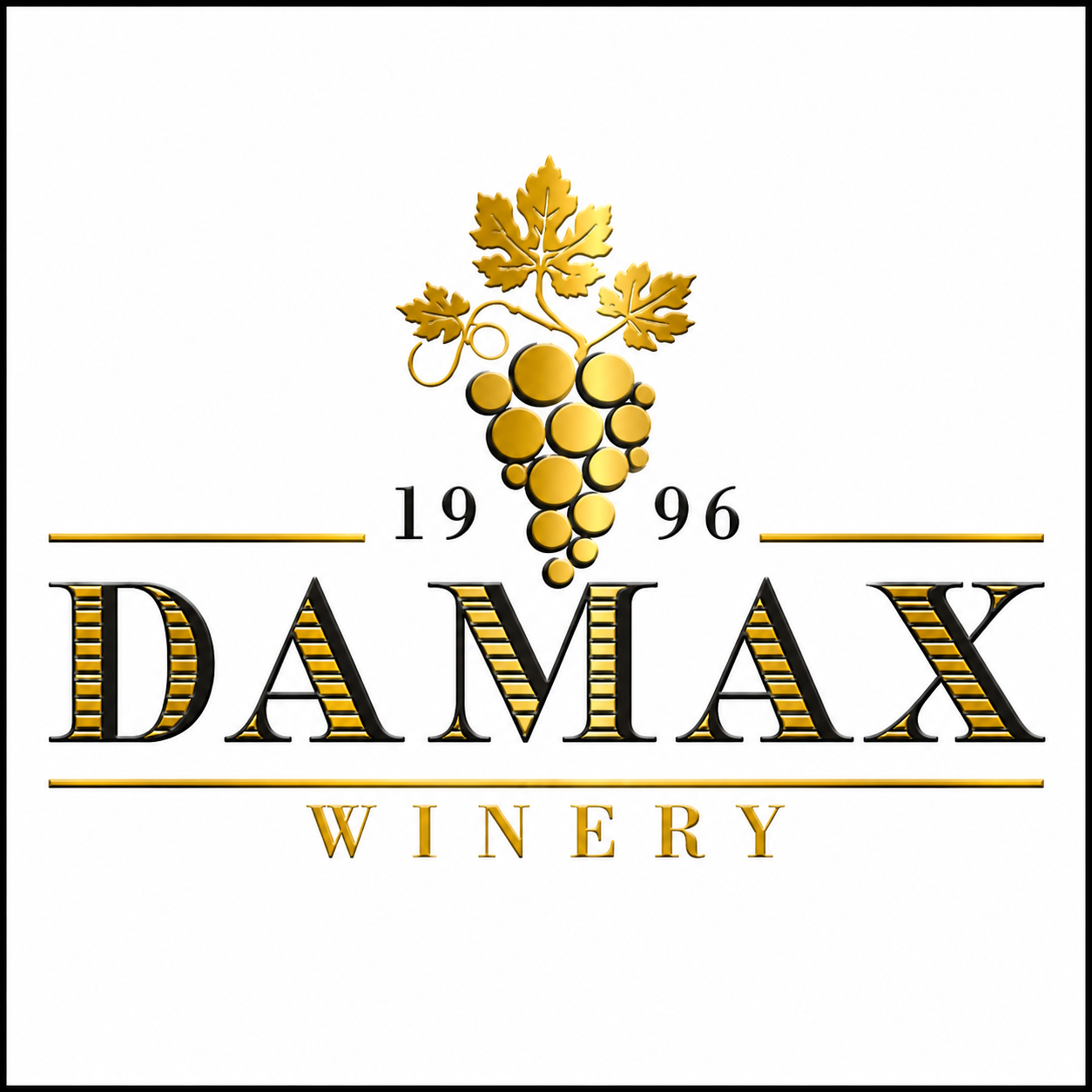 A képen Damax  Winery 1996 felirat és egy szőlőfürt látható.