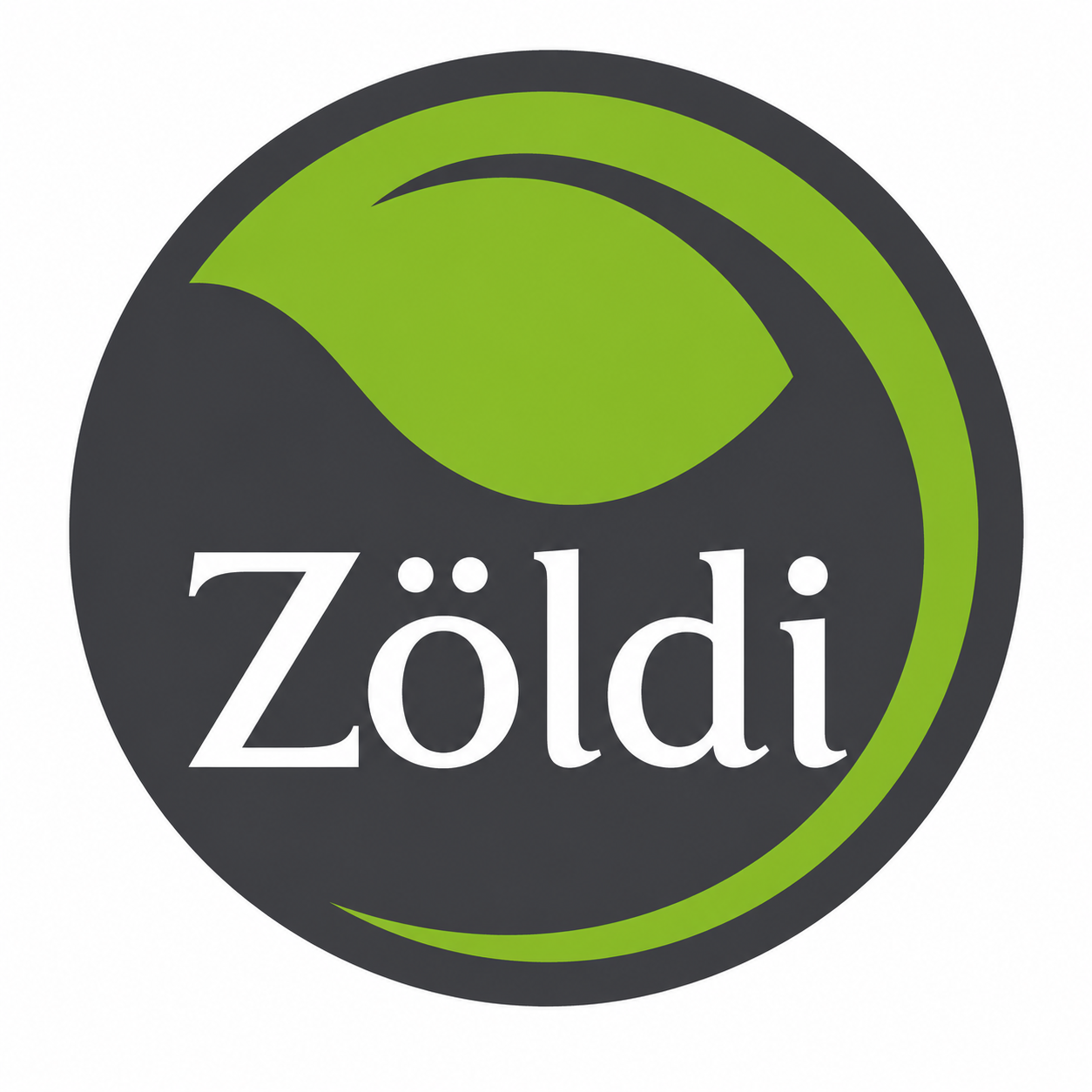 A képen egy kör logóban "Zöldi" felirat olvasható.
