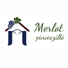 A képen egy kis ház ábrája, mellette Merlot pinceszálló felirat látható.