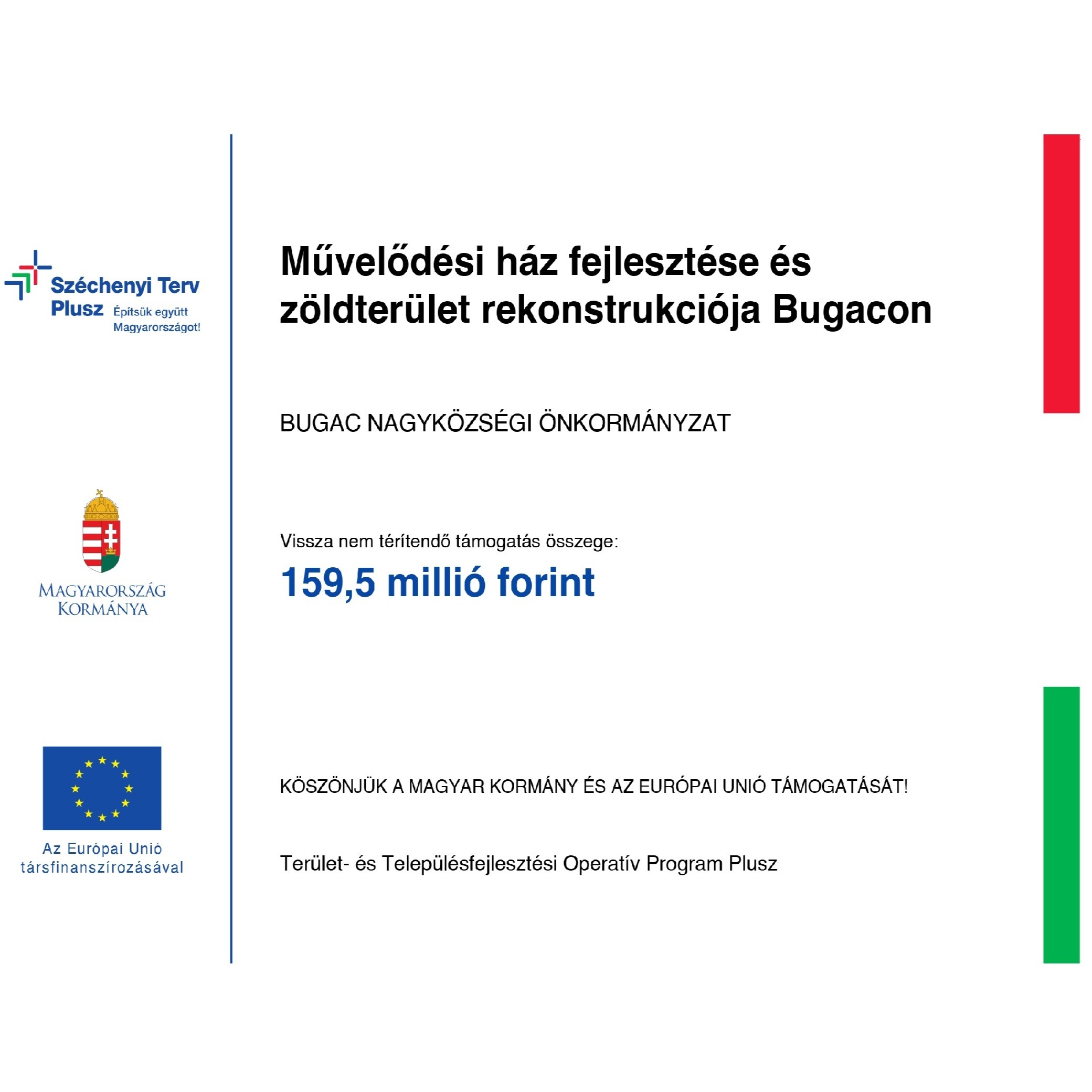 Művelődési ház fejlesztése és zöldterület rekonstrukciója Bugacon - image description
