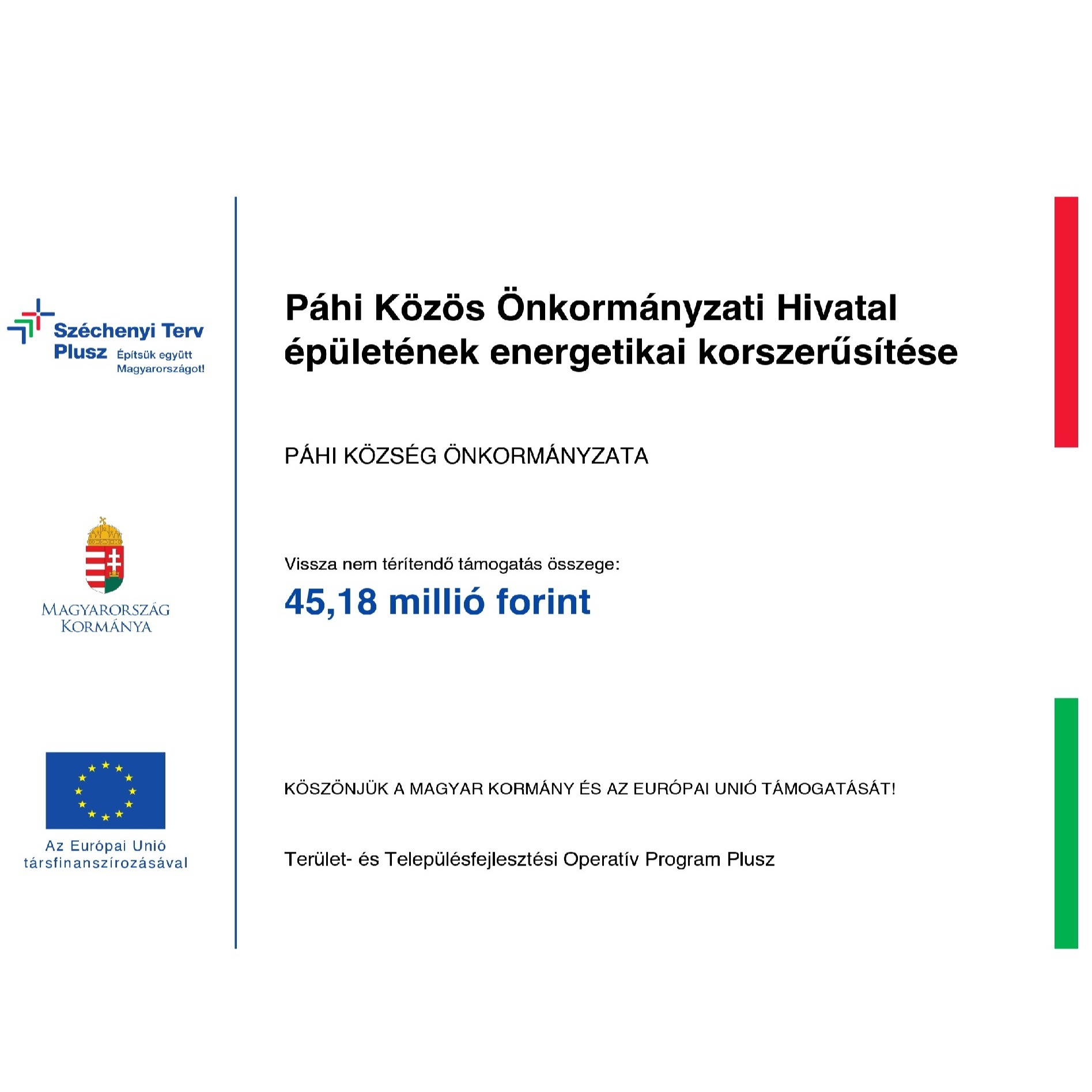 Páhi Közös Önkormányzati Hivatal épületének energetikai - image description