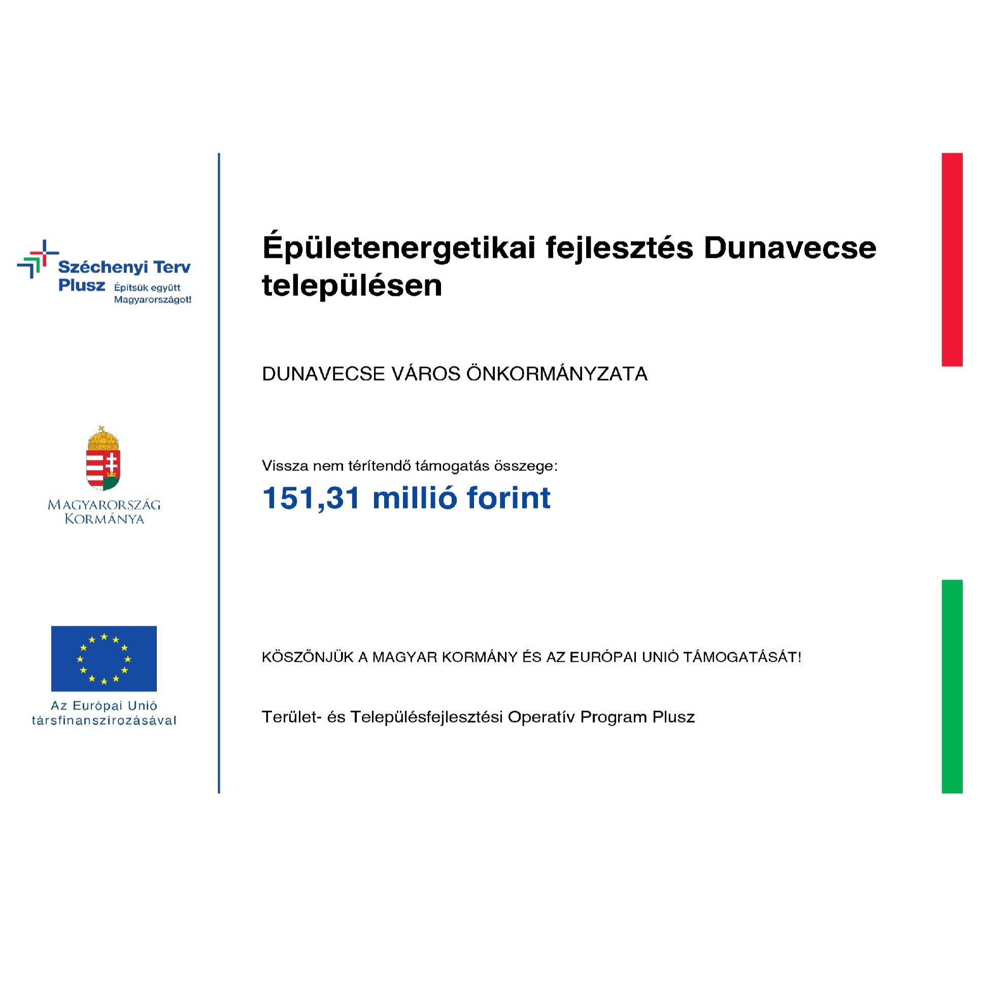 Épületenergetikai fejlesztés Dunavecse településen - image description