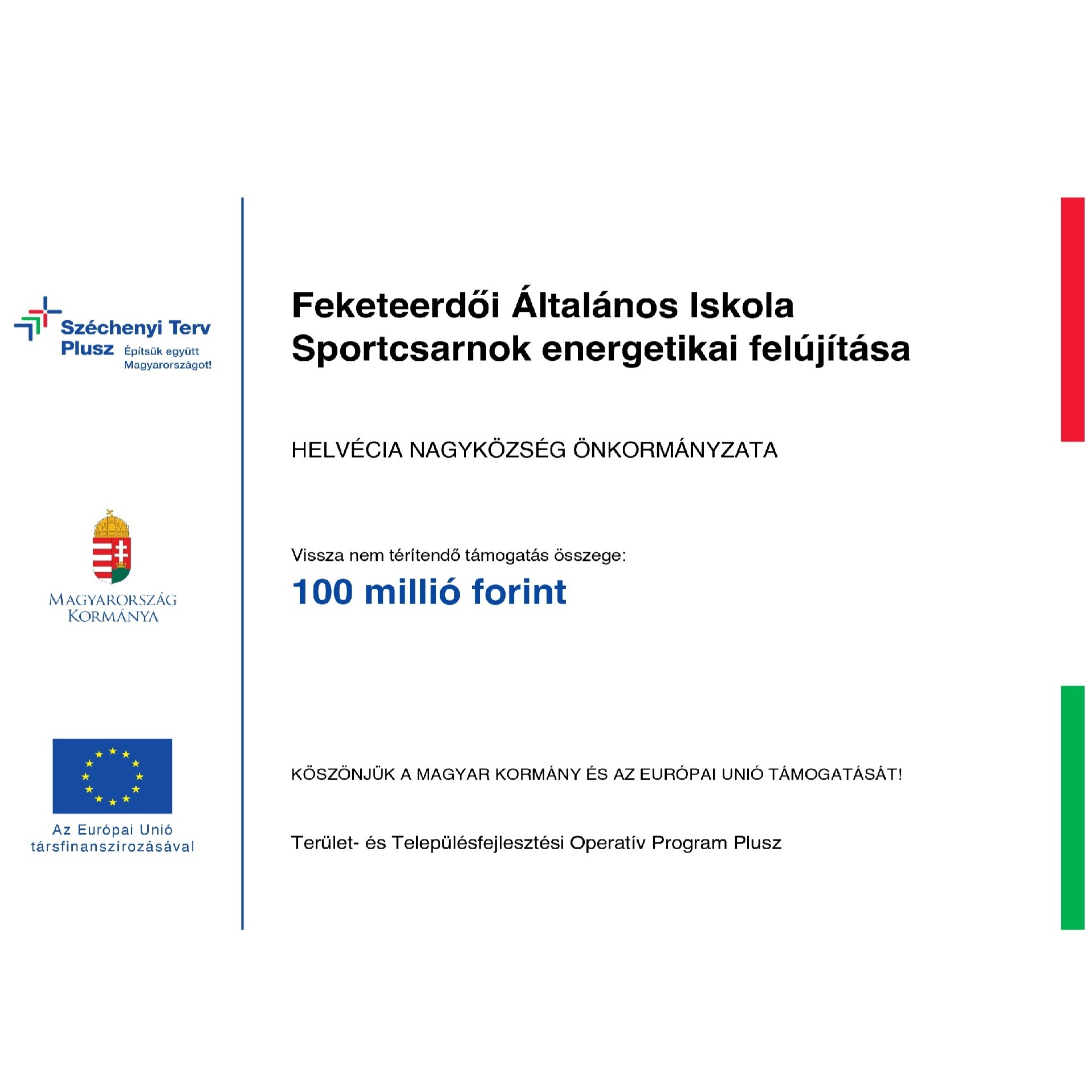 Feketeerdői Általános Iskola Sportcsarnok energetikai felújítása - image description