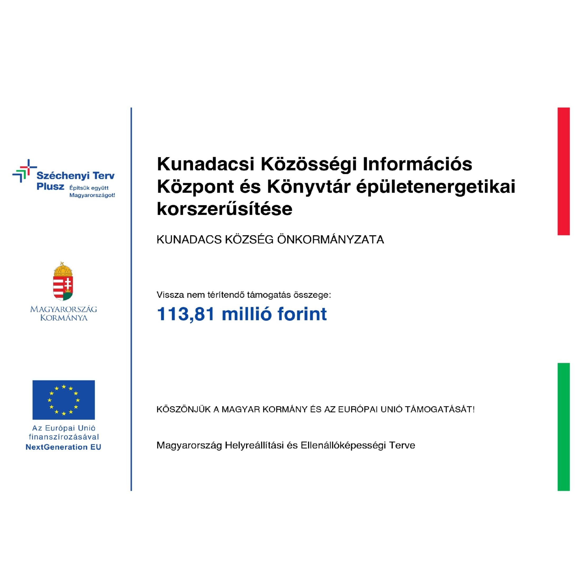 Kunadacsi Közösségi Információs Központ és Könyvtár épületenergetikai korszerűsítése - image description