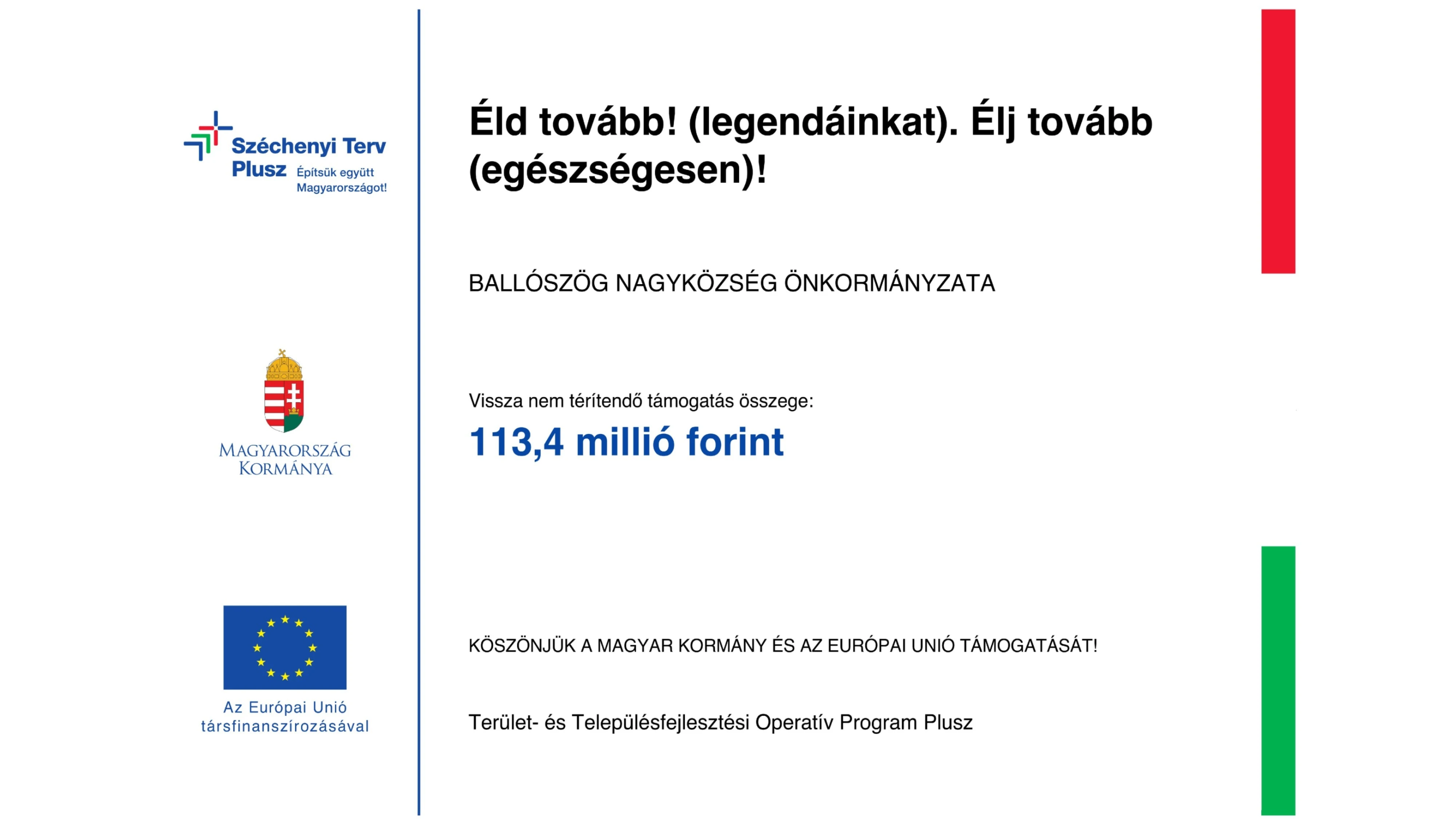 Éld tovább! (legendáinkat). Élj tovább (egészségesen)! - projektindítás - image description