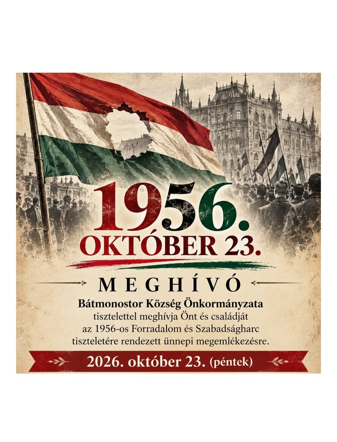 Ünnepi megemlékezés az 1956-os Forradalom és Szabadságharc 70. évfordulója tiszteletére
