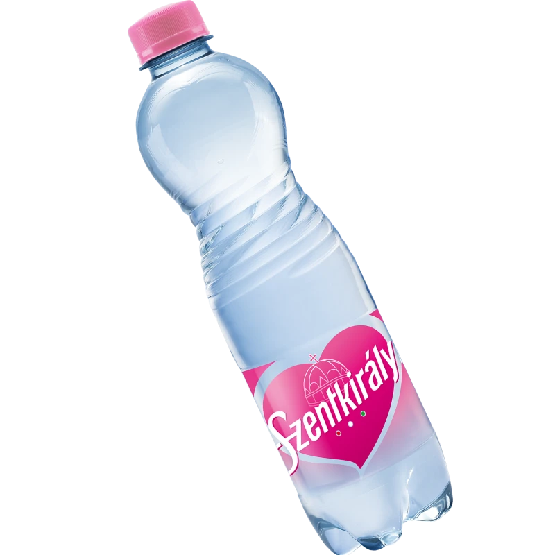 A képen egy palack Szentkirályi ásványvíz látható.