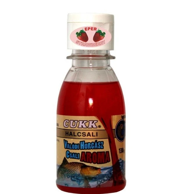 A képen egy doboz epres horgászcsali aroma látható.
