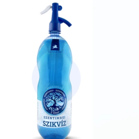 A képen egy palack Szentimrei szikvíz látható.