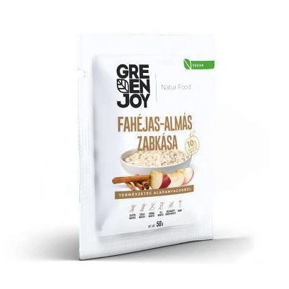 A képen egy csomag fahéjas-almás zabkása látható.
