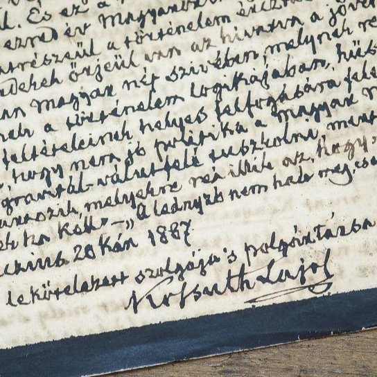 Kossuth Lajos kiskunfélegyházi díszpolgárságát megköszönő saját kezűleg írt levele, amely egyedülálló Magyarországon - image description